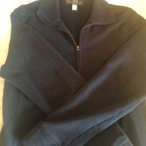 Full Zip Sweatshirt with Collar - Navy Blue